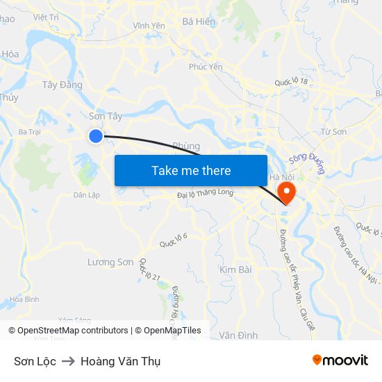 Sơn Lộc to Hoàng Văn Thụ map