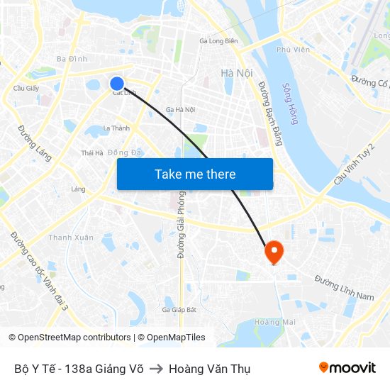 Bộ Y Tế - 138a Giảng Võ to Hoàng Văn Thụ map