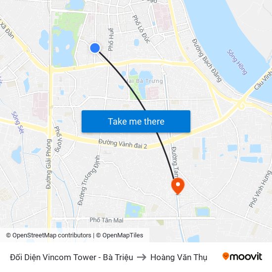 Đối Diện Vincom Tower - Bà Triệu to Hoàng Văn Thụ map
