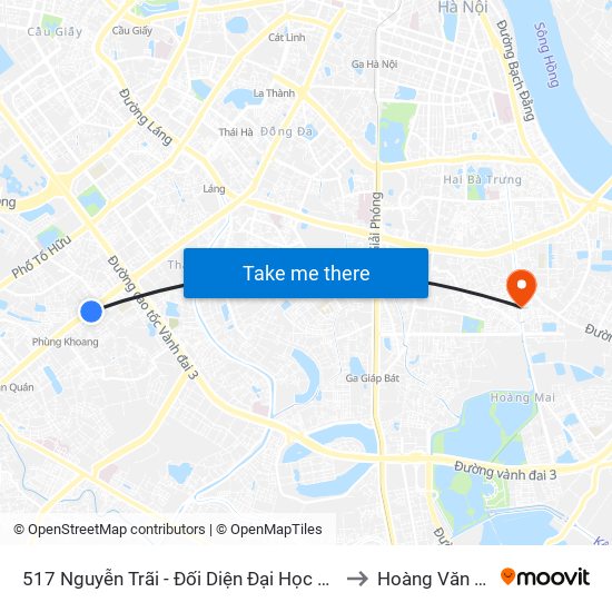 517 Nguyễn Trãi - Đối Diện Đại Học Hà Nội to Hoàng Văn Thụ map