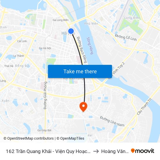 162 Trần Quang Khải - Viện Quy Hoạch Thủy Lợi to Hoàng Văn Thụ map
