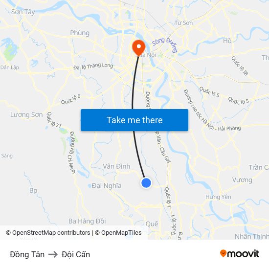 Đồng Tân to Đội Cấn map