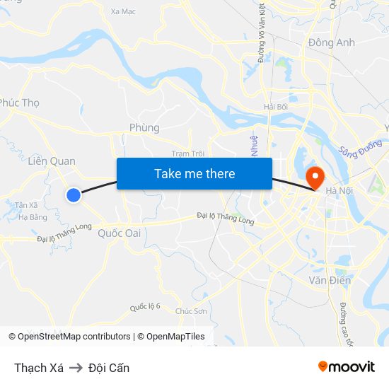 Thạch Xá to Đội Cấn map