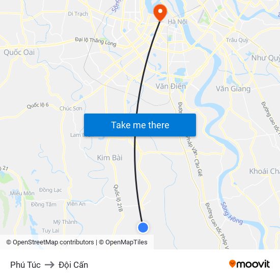 Phú Túc to Đội Cấn map