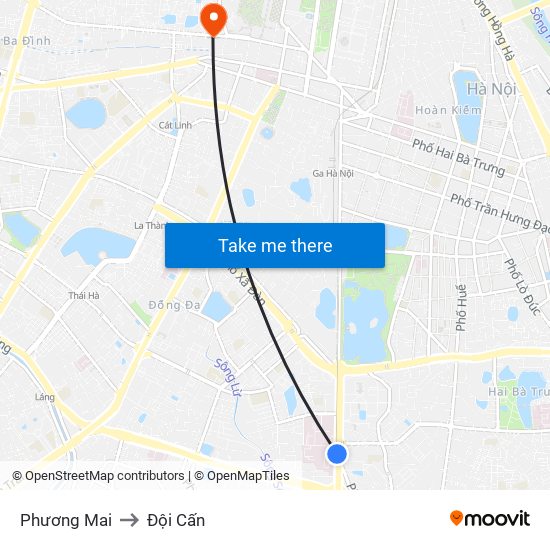 Phương Mai to Đội Cấn map