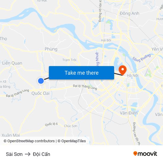 Sài Sơn to Đội Cấn map