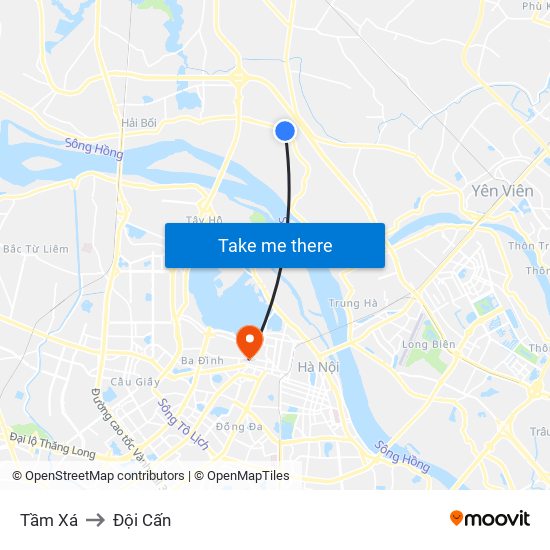 Tầm Xá to Đội Cấn map