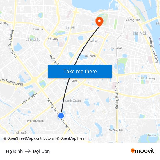 Hạ Đình to Đội Cấn map