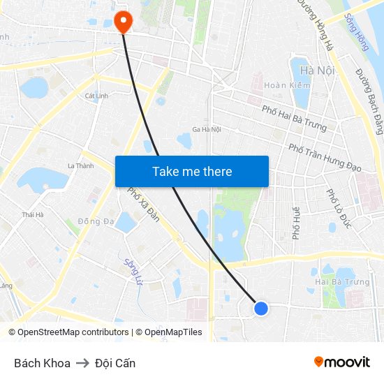 Bách Khoa to Đội Cấn map