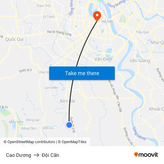 Cao Dương to Đội Cấn map