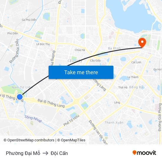 Phường Đại Mỗ to Đội Cấn map