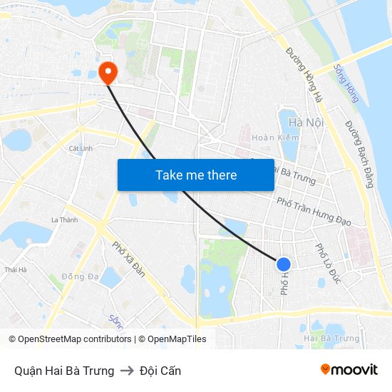 Quận Hai Bà Trưng to Đội Cấn map