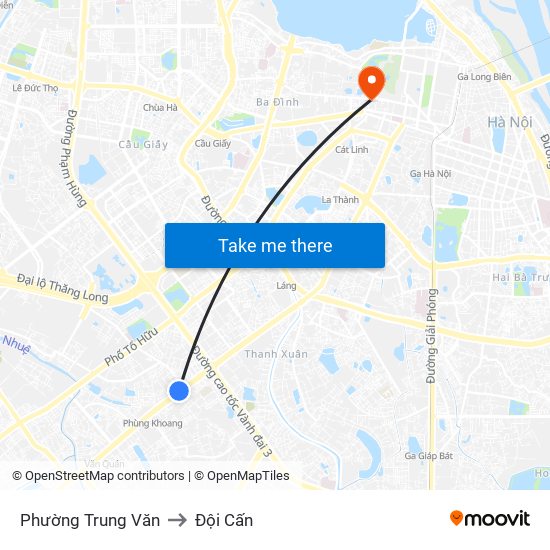 Phường Trung Văn to Đội Cấn map