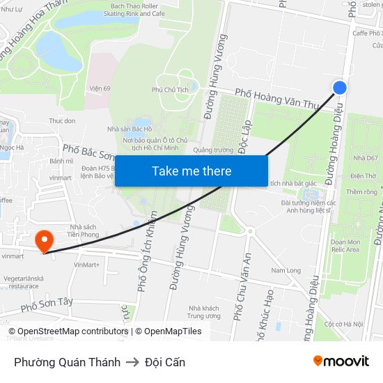 Phường Quán Thánh to Đội Cấn map