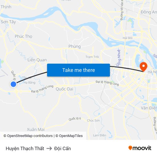 Huyện Thạch Thất to Đội Cấn map