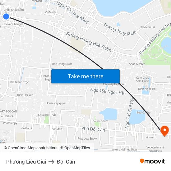 Phường Liễu Giai to Đội Cấn map