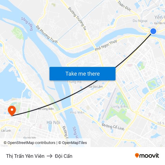 Thị Trấn Yên Viên to Đội Cấn map