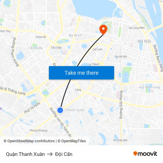 Quận Thanh Xuân to Đội Cấn map