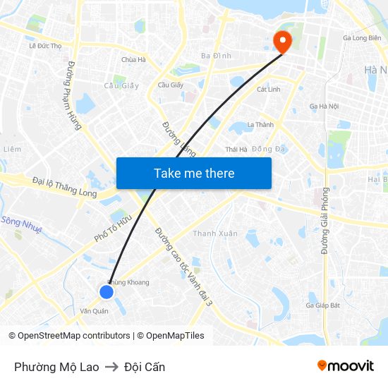 Phường Mộ Lao to Đội Cấn map