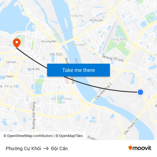 Phường Cự Khối to Đội Cấn map