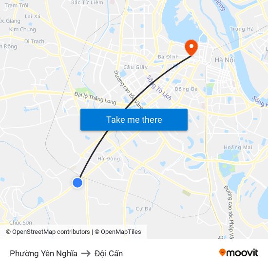 Phường Yên Nghĩa to Đội Cấn map