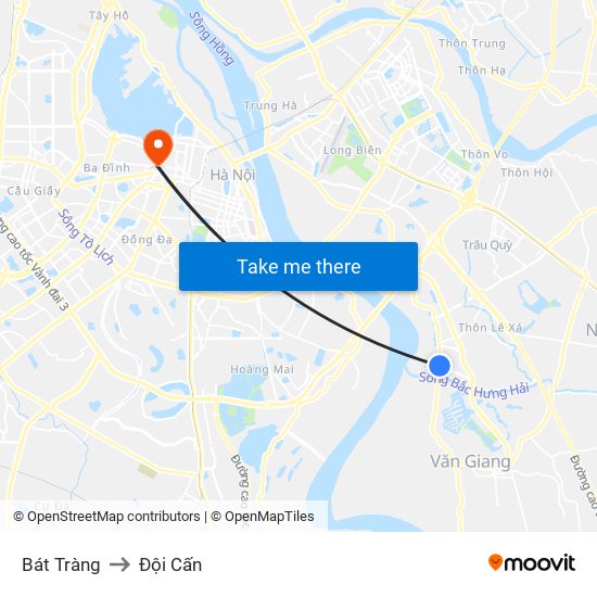 Bát Tràng to Đội Cấn map