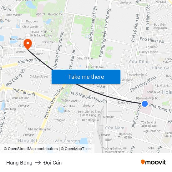 Hàng Bông to Đội Cấn map
