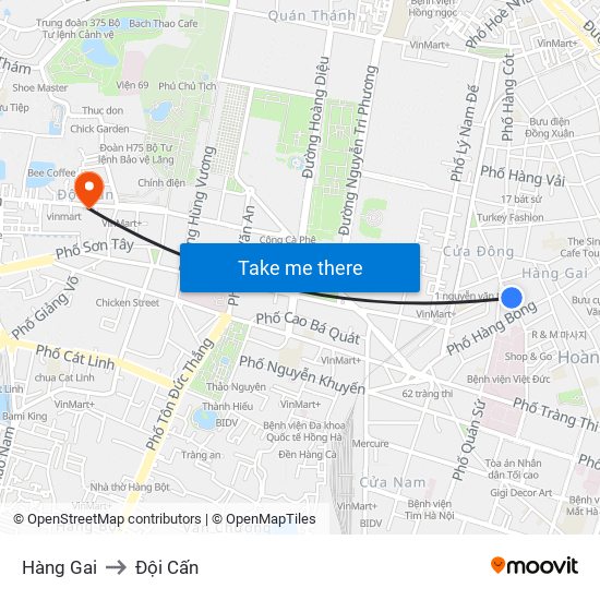 Hàng Gai to Đội Cấn map