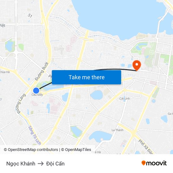 Ngọc Khánh to Đội Cấn map