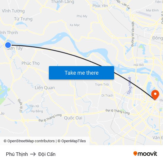 Phú Thịnh to Đội Cấn map