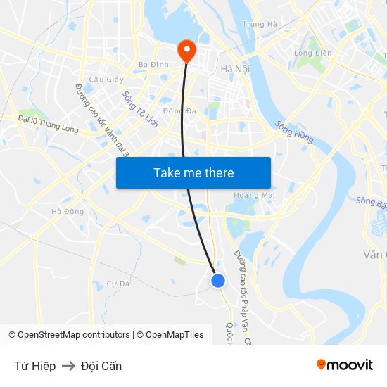 Tứ Hiệp to Đội Cấn map