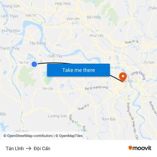 Tản Lĩnh to Đội Cấn map