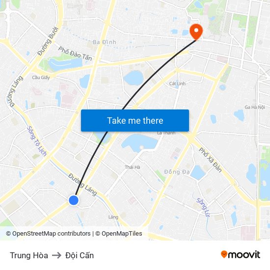 Trung Hòa to Đội Cấn map