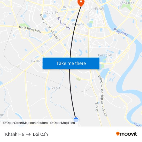 Khánh Hà to Đội Cấn map