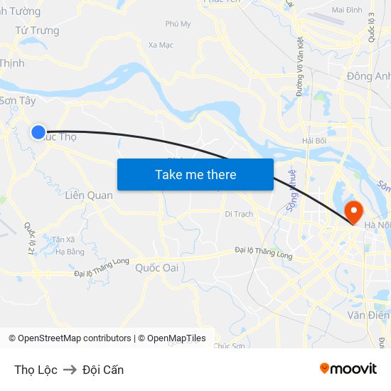 Thọ Lộc to Đội Cấn map