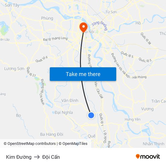 Kim Đường to Đội Cấn map