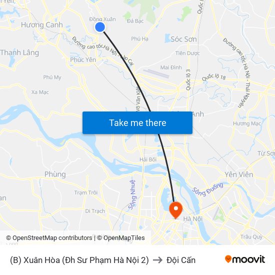 (B) Xuân Hòa (Đh Sư Phạm Hà Nội 2) to Đội Cấn map