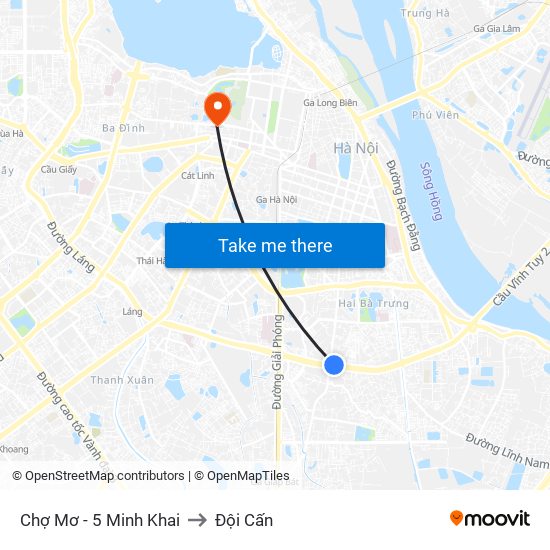 Chợ Mơ - 5 Minh Khai to Đội Cấn map