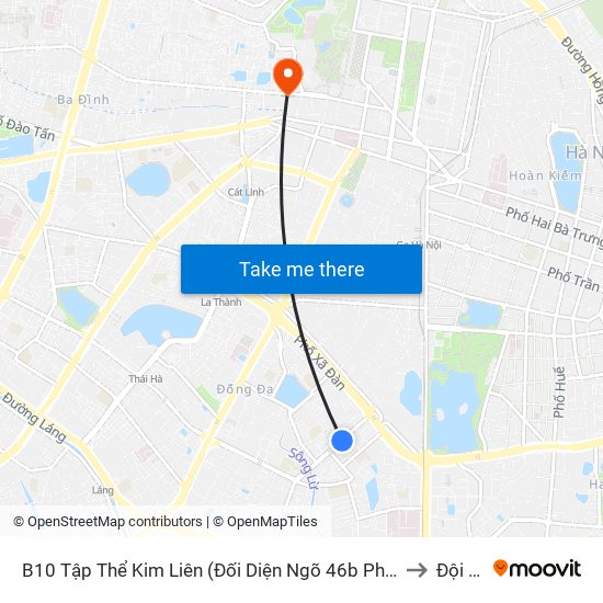 B10 Tập Thể Kim Liên (Đối Diện Ngõ 46b Phạm Ngọc Thạch) to Đội Cấn map