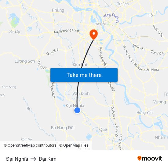 Đại Nghĩa to Đại Kim map