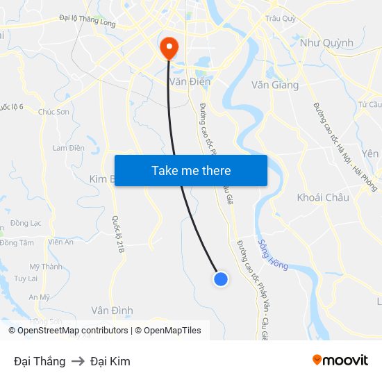 Đại Thắng to Đại Kim map