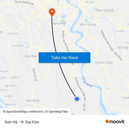 Sơn Hà to Đại Kim map