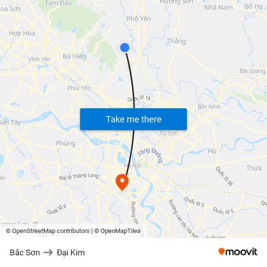 Bắc Sơn to Đại Kim map