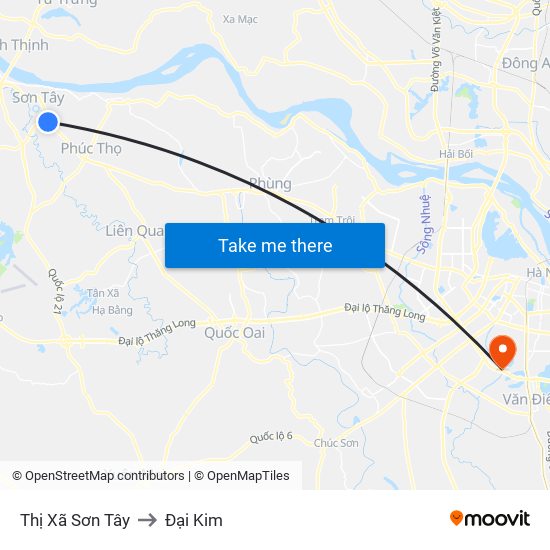 Thị Xã Sơn Tây to Đại Kim map