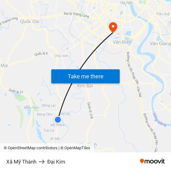 Xã Mỹ Thành to Đại Kim map