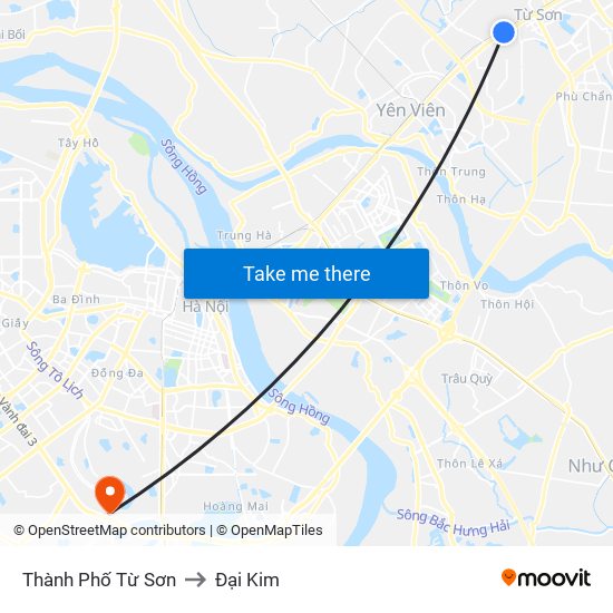 Thành Phố Từ Sơn to Đại Kim map