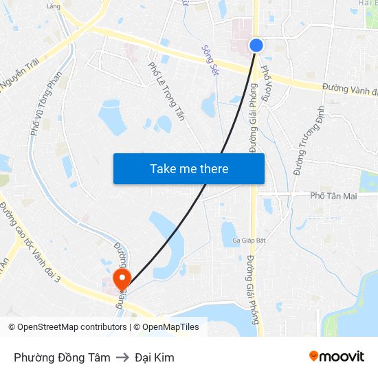 Phường Đồng Tâm to Đại Kim map