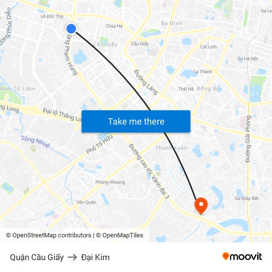 Quận Cầu Giấy to Đại Kim map