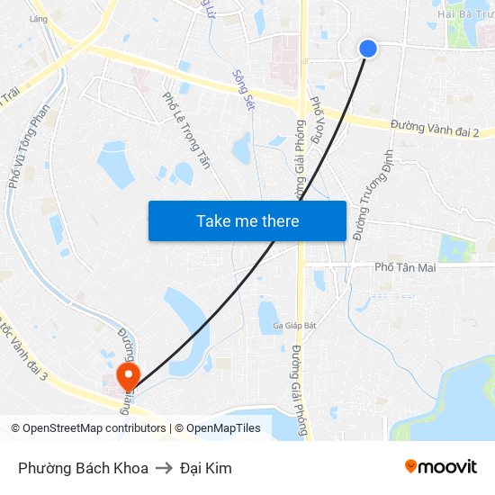 Phường Bách Khoa to Đại Kim map
