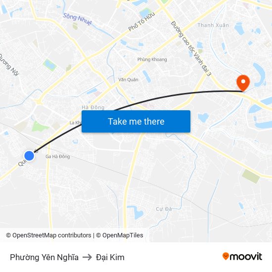 Phường Yên Nghĩa to Đại Kim map